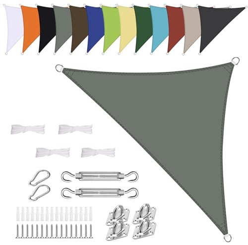 Vela ombreggiante Triangolare 2x2x2.8m Impermeabile Tenda a Vela Parasole Protezione Solare Anti UV per Giardino Esterno Terrazza-Grigio