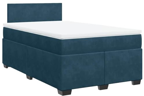 mtlskopl Boxspringbett 120x190 cm Samt dunkelblau, Taschenfederkern, Federholzrahmen, Einzelbett