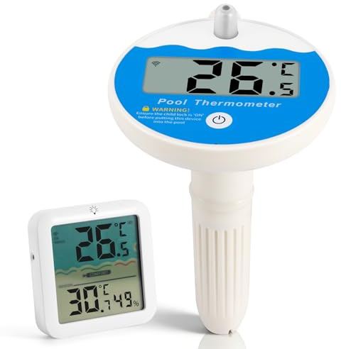 Viitech Pool Thermometer Funk mit Poolsensor, 100M IP68 Wasserdicht Poolthermometer, Präzise Überwachung Pool Thermometer für Schwimmbad Badewanne Teich Aquarium