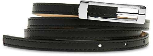 Caspar GU296 schmaler Damen Leder Taillengürtel, Gürtelgröße:80 [für Körperumfang 76-83 cm], Farbe:schwarz