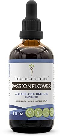 Secrets of the Tribe Passionflower Tincture Alcohol-Free Extract, Passionflower (Passiflora Incarnata) Dried Herb 4 OZ