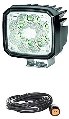 Hella 1GA 995 606-011 Arbeitsscheinwerfer - Ultra Beam Gen. II - 12V/24V - 4000lm - Anbau - weitreichende Ausleuchtung + Kabelsatz, Arbeitsscheinwerfer, 2.000 mm Leitung mit Deutsch-Stecker, Schwarz