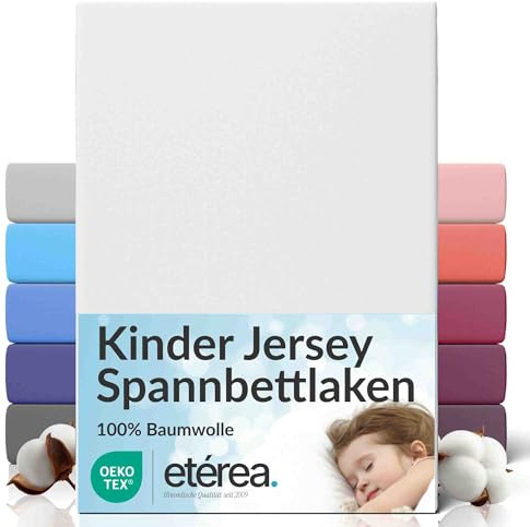 etérea Jersey Spannbettlaken 80x160-80x180 cm Weiss bis 25cm Höhe Bettlaken | 100% Baumwolle Jersey Spannbetttuch · Rundumgummizug bis 25 cm Steghöhe · bügelfrei & pflegeleicht · OEKO-TEX Made in Green