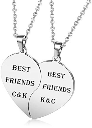 Zysta Personalized Gravur- Herz Anhänger Puzzle Herz Kette aus Edelstahl Pärchen Halskette BFF Ketten für Personalisierte Geschenk
