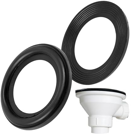 Replacement Seal for Sink Drain Valve, 1 piece, for 1 1/2 inch Base Units, Made of PVC, in Black, Valve Drain Sealing Ring, Spare Part Sealing Ring kit, Lip Seal Valve Sink Kitchen Set