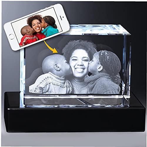 Personalizado 3D Cristal Foto Rectángulo, Personalizada Añadir Imagen Grabada Con Nombre De Texto Regalo, Para Mujeres, Hombres, Niños, Cumpleaños, Conmemoración, Navidad, Día Del Padre, Madre