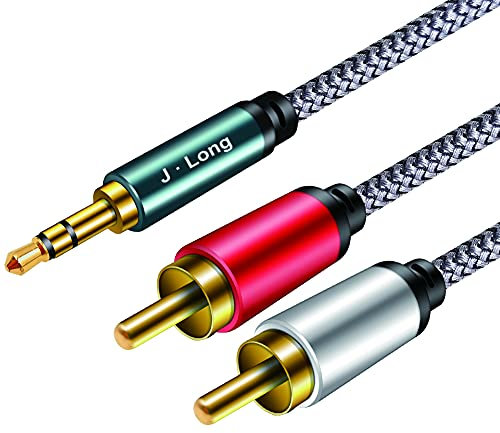 3.5 mm to 2 RCA Adapter Cable 3M,J•LONG 3.5mm Male to 2 RCA Male Aux Audio Cable Cord 3.5mm Stereo Jack to 2RCA Plugs Connector for Speakers, MP3 Player, Smartphone, Tablet, Laptop and More (3M)