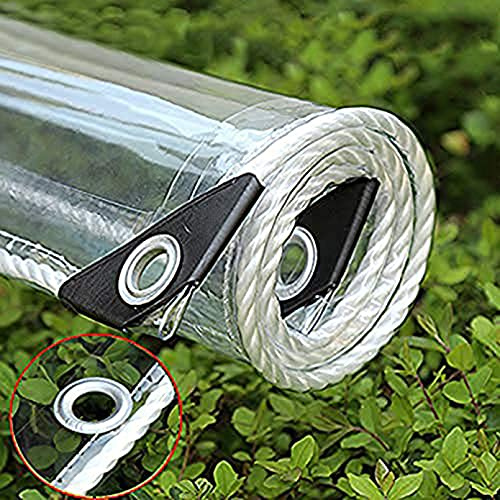 365g/m² Heavy Duty Waterproof PVC Transparent Tarpaulin Poly Clear Vinyl Tarp Cover,0.35mm Clear Awning Canopy Patio Enclosure,Anti-Aging Insulation Soft Glass Tarpaulin (2.2x2m/7.2x6.6ft)