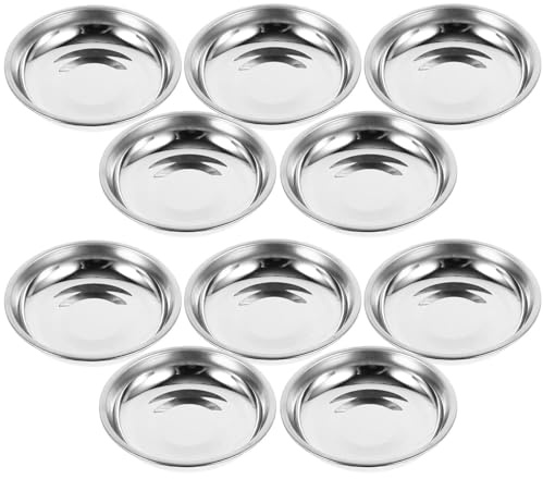 Operitacx Edelstahl Teller Set - 5 Stück Runde Mini Dipschalen 8 Cm Durchmesser Ideal Für Sojasauce Gewürze Snacks Hochwertige Und Robuste Küchenutensilien