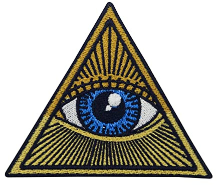 Retro Illuminati triangel strykbar lapp | vintage tatuering broderi, stryk på, triangel strykbar lapp, ögonmärke