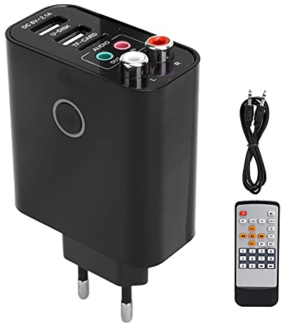 Bluetooth 5.0 Sender Empfänger, 2 in 1 Bluetooth Adapter APP Steuerung mit Fernbedienung 3,5 Mm Audiokabel Eingebautes Schnelllademodul Built(EU-Stecker)