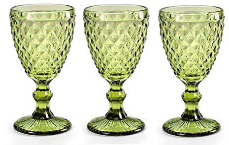 GICOS SRL Set 6 calice bichiere vino 210 ml in vetro colore verde GIN-820502