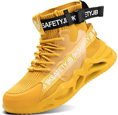 IYVW 7719 Bottes de Sécurité Homme Femme Montante Chaussures de Travail avec Embout de Protection en Acier Chaussure de Securite Legere et Confortable Basket jaune 42 EU