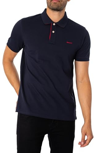 GANT REG Contrast Pique SS Rugger, Camisa de Polo Hombre, Evening Blue, Standard