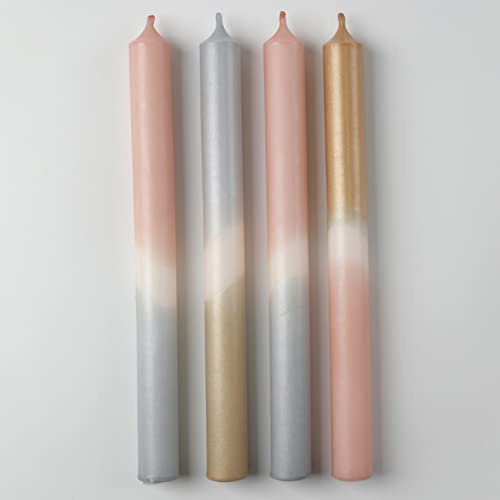 MADAM ERLE - 4er-Set dip dye Kerzen | LIARA | handgemachte Weihnachtsedition | wunderschön auf dem Adventskranz | gold und silber Töne