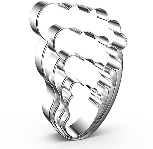 QAAQS Fuß/Fußabdruck/Babyfuß Ausstechformen-Set, 4-teilig, Edelstahl
