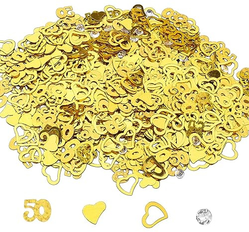 GoldRock Herzen Konfetti 50 Geburtstag Deko Gold,1000 Stk Tischdeko 50. Geburtstag Mann Frau,Streudeko 50. Geburtstage,50 Geburtstage Mann Deko,Goldene Hochzeit Deko,Streudeko zum 50 Jubiläum