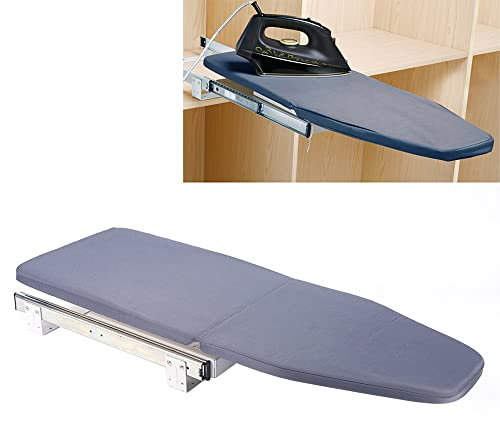 Tabla de planchar profesional, extensible, plegable, tabla de planchar, rotación de 180 grados, acero, 81 x 31 x 15 cm, gris