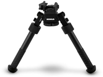KONUS | BIPOD-T ZWEIBEIN FÜR SCHIESSEN Picatinny Zweibein für Schießen, Höhenverstellbar von 10,65 cm bis 22,86 cm, 360 g, Picatinny-Schiene, Jagd und Sportschießen, Schwarz