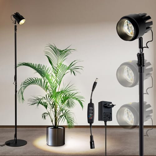 URing Pflanzenlampe LED Vollspektrum Stehend, Pflanzenlicht 20W Höhenverstellbares Wachstumslampe Große Pflanzenleuchte 9 Helligkeit COB Grow Light mit Zeitschaltuhr 3/9/12 Std für Zimmerpflanzen