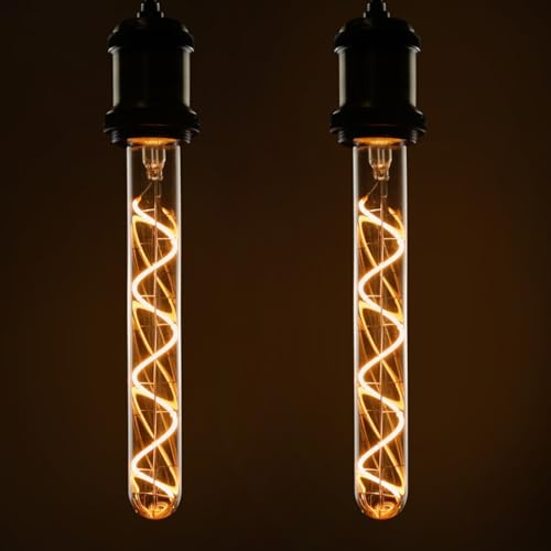 GBLY 2x LED Edison Glühbirne Röhrenlampe E27 Vintage Glühlampe in Röhrenform 225mm 4W Warmweiß Flexible Filament Antike Nostalgie und Retro Beleuchtung für Haus Café Bar Party, nicht dimmbar