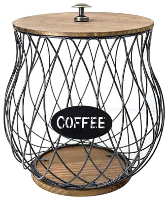 Deamos Coffee Pod Holder,Large Capacity Coffee Pod Organizer,Metal Coffee Pod Storage,Coffee Bar Accessories,Coffee Station Organizer for Kitchen Coffee Bar Office (Schwarz mit Ananas-Loch)