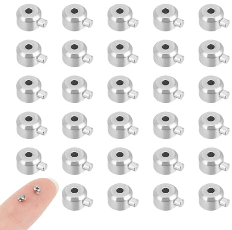 UNICRAFTALE 40 st rostfritt stål krimppärlor, skåpsavskiljare, pelarlock, trådlock, metall för smyckestillverkning
