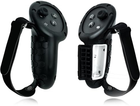 Housse de poignée de contrôleur améliorée for accessoires Meta Quest 3, kit de housse antidérapante et anti-projection avec sangle de poignet et capuchon à bascule for accessoires Meta Quest 3 VR (noi