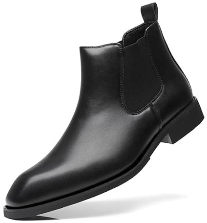 SANNAX Men Chelsea Boot Formal Business Uniform Dress Shoes Fashion Ankle Boots Slip on for Gentleman
