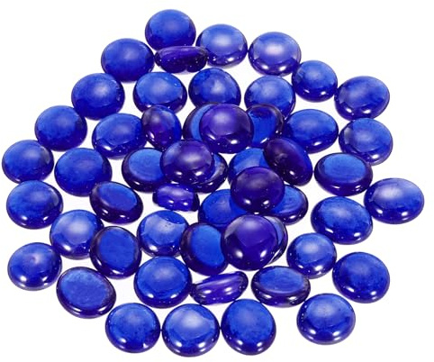 QUARKZMAN Biglie Vetro Piatte Decorative 12-14 Mm Perline Riempimento per Vasi Roccia Ciottoli Blu Navy per Decorazioni per Tavola Acquari, 50pz