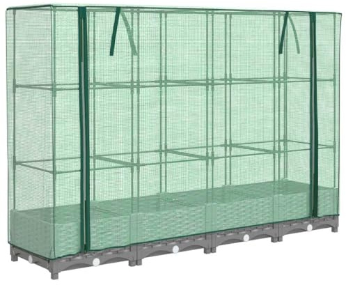 vidaXL Hochbeet mit Gewächshaus-Aufsatz Rattan-Optik 160x40x123 cm