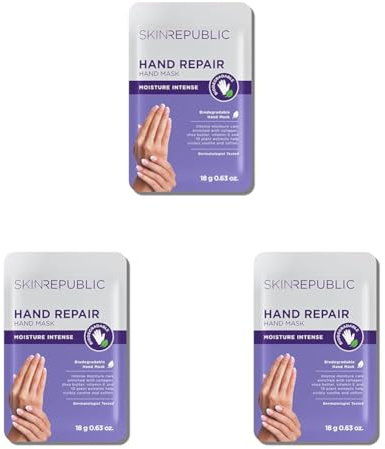 Skin Republic Hand Repair Mask | Moisturizing Gloves | With Collagen, Shea Butter & Vitamin E | For Dry, Rough Hands | Leaves skin soft, smooth & youthful (1 pair) (Pack of 3)