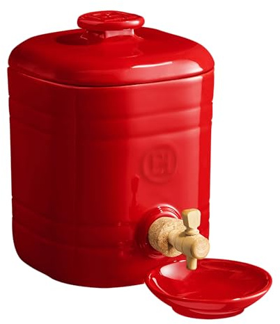 Emile Henry Olla de vinagre de cerámica fabricada en Francia, 2.1 cuartos de galón, color burdeos