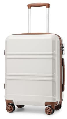 Kono Carry on Suitcase Hand Small Cabin Luggage Hard Shell Lightweight Travel Trolley Luggage Suitcase with TSA Lock and Sturdy 4 Spinner Wheels,(Cream White, Cabin 20)