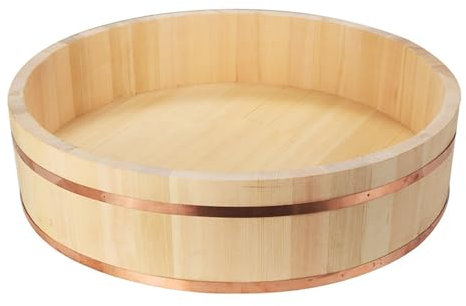 De Madera Arrocera Sushi Japonés Hangiri Sushi Oke Arrocera Tina Para Restaurante De Sushi Con Banda De Cobre (Regalo), 39x10cm