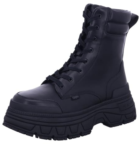 Buffalo FUSION LACE UP MID Bottes de combat à lacets en nappa végétalienne pour femme Noir