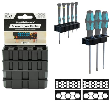 StealthMounts Wall Hive System Lot de 4 supports de rangement pour tournevis