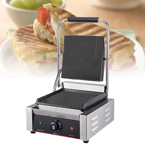 KLYDBMYT Parrilla eléctrica para filetes, máquina para Hacer sándwiches y paninis, Parrilla de Prensa Simple o Doble de 1800 W/3600 W, Parrilla con Temperatura Ajustable, 811 A-110 V