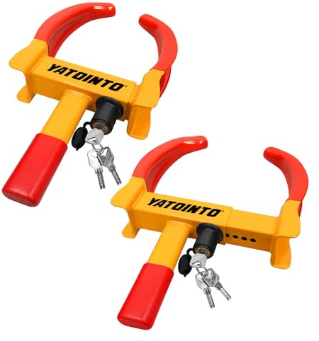 Universal Wheel Lock,2 Pack Heavy Duty Trailer Lock,Security Tire Locks Anti Theft Wheel Lock, Adjustable Max 11.4 for Trailer,Car Boot,Golf Cart,ATV,SUV,RV,Boat,Camper Motorcycle with 6 Keys Alike