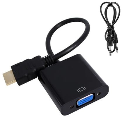KIRVOS Adaptador HDMI a VGA 1080P,HDMI a VGA (Macho a Hembra) 1080P Convertidor,para PC, Monitor, proyector, HDTV, Xbox, Color Negro, 1 Unidad