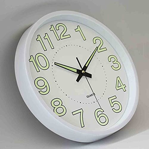 KRXSOBNV, Orologio da parete con luce notturna da 12 pollici luminoso fluorescente lucido grande orologio da giardino movimento al quarzo silenzioso orologio da esterno decorazione orologio esterno,O