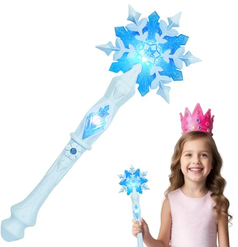 AUYAO Bacchetta Magica Bambina, Bacchetta Luminosa a LED da Principessa, Light Up Fiocco di Neve Bacchetta Magica, Ragazze Bacchetta con Fiocco di Neve, Accessorio per Feste da Bambini