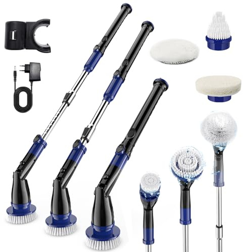 Elektrische Reinigungsbürste, Kabellos Electric Spin Scrubber Elektrischer Schleuderschrubber mit 6 Bohrbürstenköpfen,Fugenbürste Electric Cleaning Brush Fliesenreiniger für Küche Auto Fußboden