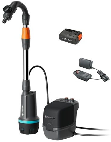 Gardena Pump för regnvattentunna 2400 Comfort Automatisk 18V P4A Pumpar: Automatisk funktion, Schemalagd bevattning, Steglös effektjustering, Timerfunktion, Stabil tryckteknologi (14605-20)