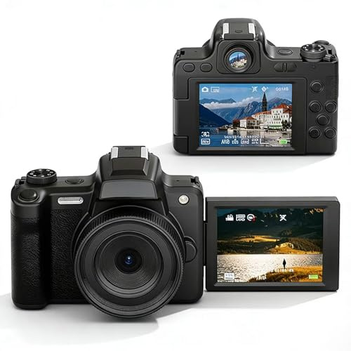 Annadue Cámara Digital DSLR 4K para Fotografía, Cámara Vlogging de 68 MP con Pantalla Abatible de 2,8 Pulgadas, Zoom 28X, Enfoque Manual AF Autofocus MF, Videocámaras de Viaje