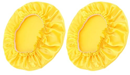Amosfun 2 Stück pack Runde Satin Schlafmützen für Damen Seidenähnliche Beauty Hauben gegen Haarbruch und Knoten Schonende Kopfbedeckung für Nacht Make Up und Bad