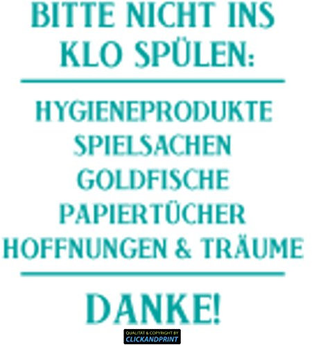 CLICKANDPRINT Aufkleber » Bitte nicht ins Klo spülen:, 260x36,5cm, Türkis • Wandtattoo / Wandaufkleber / Wandsticker / Wanddeko / Vinyl