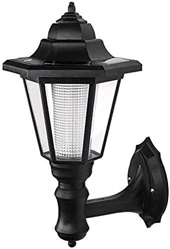Lampada da parete a lanterna solare, Applique da parete impermeabile solare Applique da esterno a led Lampada esagonale per parete, garage, portico anteriore, recinzione, cortile bianco freddo