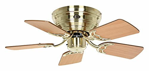 CasaFan CLASSIC FLAT 75-III Deckenventilator, Kleiner & superflacher Ventilator mit Wendeflügel aus Holz, mit 3 Geschwindigkeitsstufen & Zugschalter, Ø 75 cm
