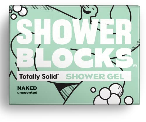 Shower Blocks - Naked Unscented Solid Shower Gel | Plastic, Cruelty and Paraben Free | Vegan | Moisturising Body Soap For The Shower